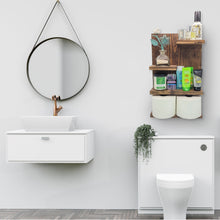 Load image into Gallery viewer, Rustic Modern Handmade Hardwood Bathroom Shelf Organizer Farmhouse - Dark Walnut