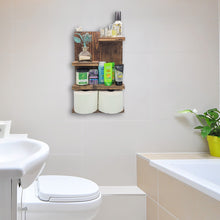 Load image into Gallery viewer, Rustic Modern Handmade Hardwood Bathroom Shelf Organizer Farmhouse - Dark Walnut