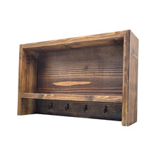 Load image into Gallery viewer, Rustic Modern Handmade Hardwood Home Entryway Shelf Organizer Farmhouse - Dark Walnut