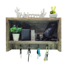 Load image into Gallery viewer, Rustic Modern Handmade Hardwood Home Entryway Shelf Organizer Farmhouse - Ebony