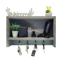 Load image into Gallery viewer, Rustic Modern Handmade Hardwood Home Entryway Shelf Organizer Farmhouse - Weathered Grey