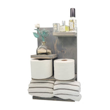 Load image into Gallery viewer, Rustic Modern Handmade Hardwood Bathroom Shelf Organizer Farmhouse - Weathered Grey