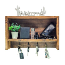 Load image into Gallery viewer, Rustic Modern Handmade Hardwood Home Entryway Shelf Organizer Farmhouse - Dark Walnut
